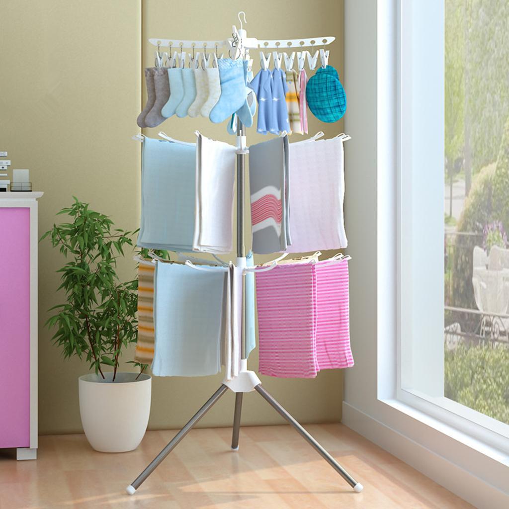 Tendedero plegable de 3 nivele - Baby Clothing Rack reseña y precio